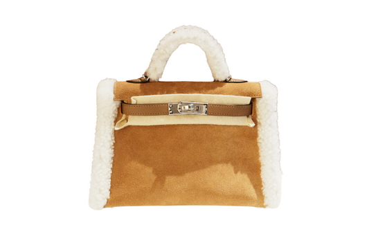Hermes Mini Kelly Ⅱ Teddy Grizzly Alezan, Ecru B stamp