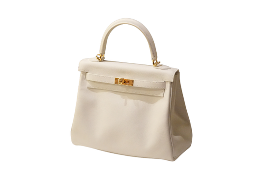 Hermes Kelly 25 Swift New White B Stamp