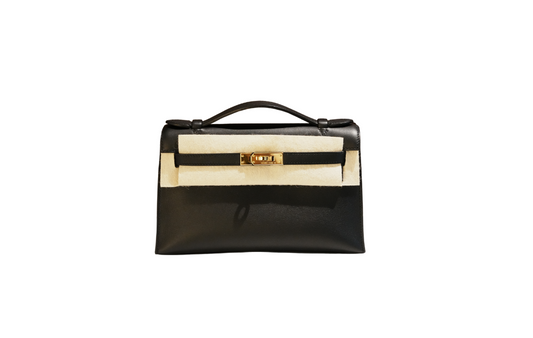 Hermes Kelly Pochette Swift Black W stamp