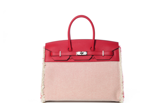 Hermes Birkin 35 Swift Touch Fray Fray Framboise Toile