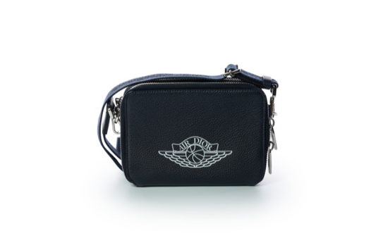 Christian Dior Black Leather Air Jordan Double Zip Wallet