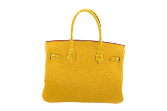 Hermes Birkin 30 Croco/ Togo Touch Niloticus Jaune De Naples