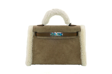 Hermes Mini Kelly Teddy Gris Caillou Etoupe W Stamp