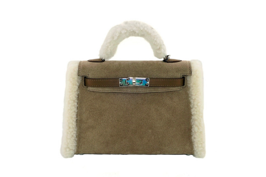 Hermes Mini Kelly Teddy Gris Caillou Etoupe W Stamp