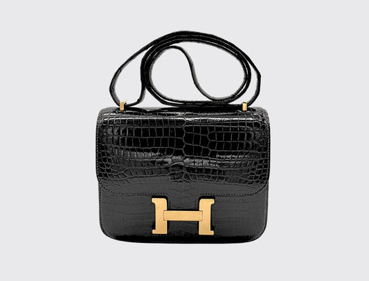 Hermes Constance 3 Black Crocodile GHW