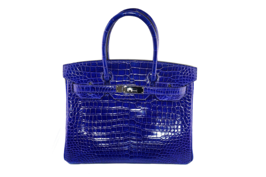 Hermes Birkin 30 Porosus Blue Electric B Stamps