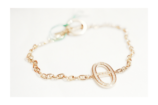 Hermes 18k Rose Gold and Diamonds Chaine d'Ancre Contour Bracelet