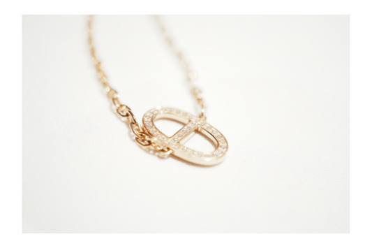 Hermes 18k Rose Gold and Diamonds Chaine d'Ancre Contour Bracelet