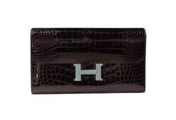 Hermes Constance Wallet Crocodile Alligator Aubergine