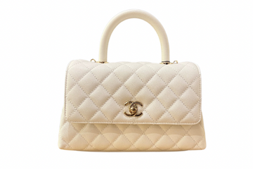 Chanel caviar quilted Small Flap Bag With Top Handle white