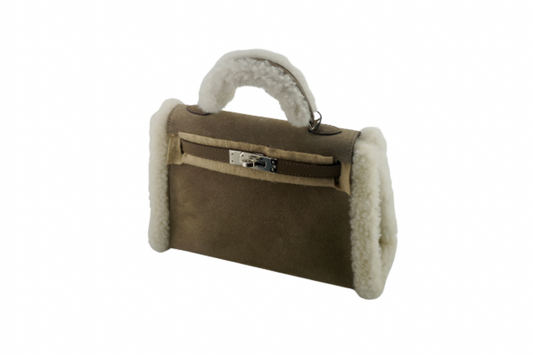 Hermes Mini Kelly Teddy Gris Caillou Etoupe W Stamp