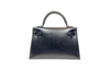 Hermes Mini Kelly Box Calf Cloute Black B Stamp