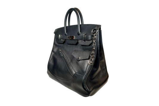Hermes Birkin 40 Haut a Courroies HAC Rock  Volupto Leather Black B Stamp