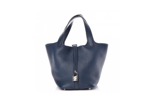 Hermes Picotin PM Taurillon Clemence Blue de prusse