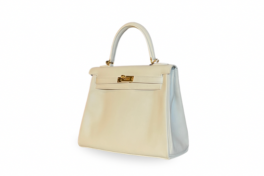 Hermes Kelly 25 Swift White