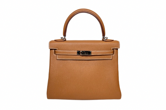 Hermes Kelly 25 Togo Gold Silver Hard Ware Inner Stich B Stamp
