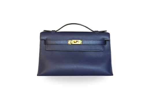 Hermes Kelly Pochette Swift Blue Ankle
