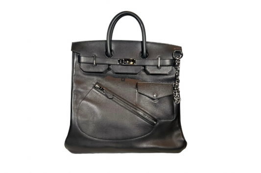 Hermes Birkin 40 Haut a Courroies HAC Rock Volupto Leather Black B Stamp
