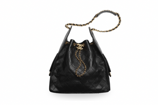 Chanel Medium Handbag 25 Grained Calf Skin & Gold Tone Black