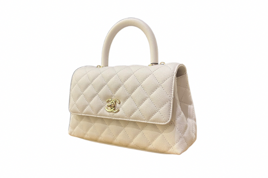 Chanel caviar quilted Small Flap Bag With Top Handle white