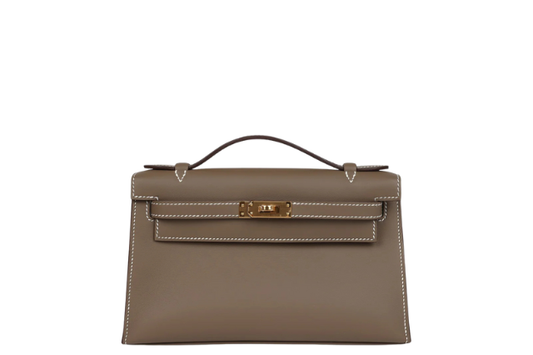 Hermes Kelly Pochette Swift Etoupe