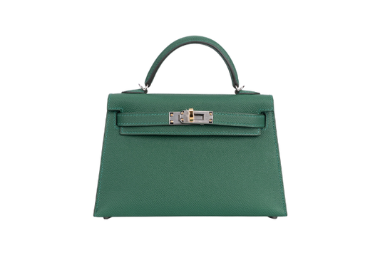 Mini Kelly Epsom Vert Mangrove Electrum Hardware