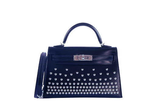Hermes Mini Kelly Cloute Box Calf Blue Abysse