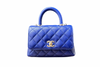 Chanel Caviar Quilted Mini Flap Bag with Top Handle Blue