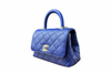 Chanel Caviar Quilted Mini Flap Bag with Top Handle Blue