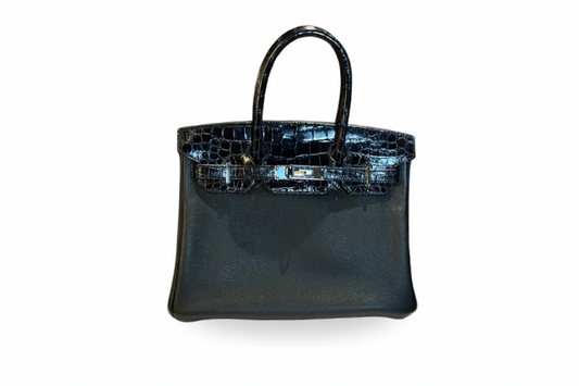 Hernes Birkin 25 Alligator Touch Togo Black B stamp