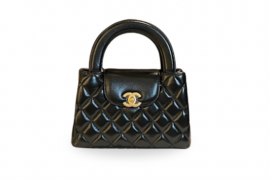 Chanel Mini kelly Black Calfskin Leather