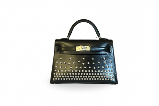 Hermes Mini Kelly Cloute Box Calf Black W stamp