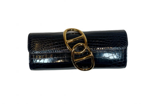 Hermes Egee Clutch Crocodile Niloticus Blue Marine