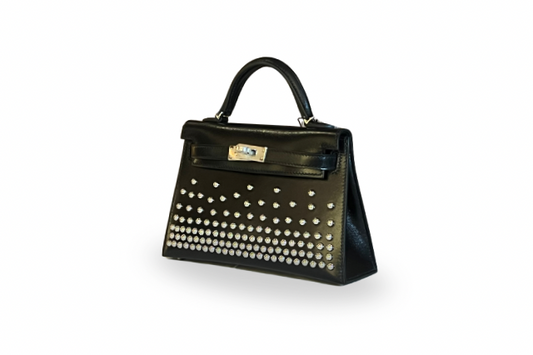 Hermes Mini Kelly Cloute Box Calf Black W stamp