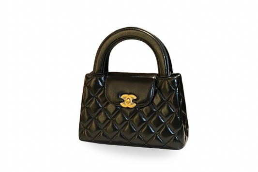 Chanel Mini kelly Black Calfskin Leather