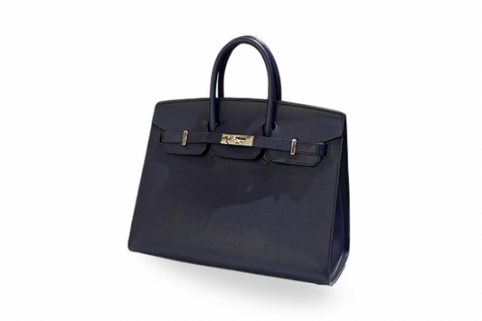 Birkin 25 Chevre Blue Saphir W stamp