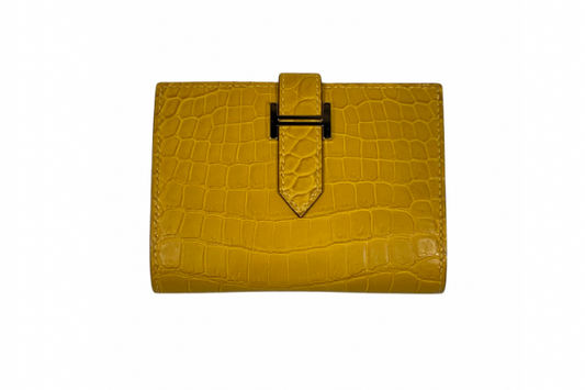 HERMES Bearn Mini Crocodile Alligator Matte Janue de Naples