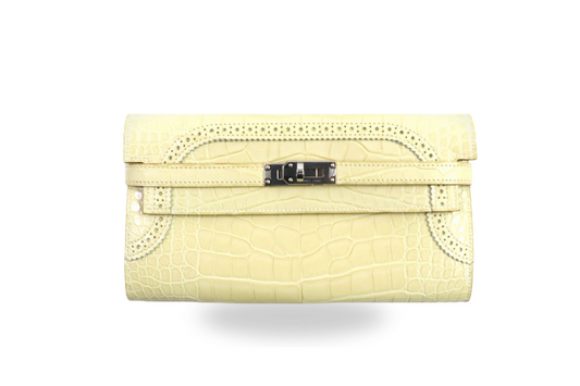 Hermes Kelly Wallet Ghillies Matte Crocodile Vanilla
