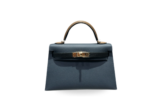 Hermes Mini Kelly Ⅱ Sellier Tricolor Epsom Gris Misty / Black W Stamp