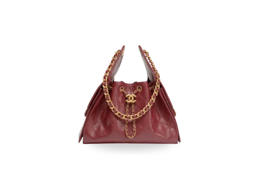 Chanel Handbag 25 Burgundy Small Grained Calf Skin & Gold Tone