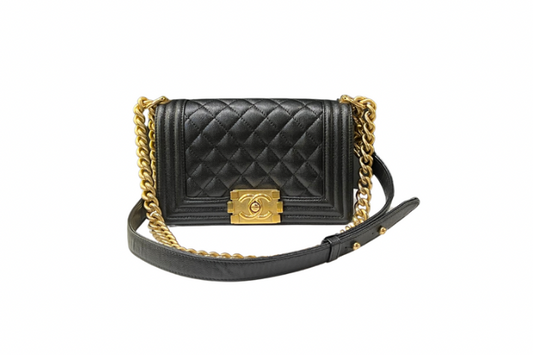 Chanel Boy Flap Quilted Caviar Leather Gold-tone Small Black