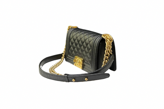 Chanel Boy Flap Quilted Caviar Leather Gold-tone Small Black