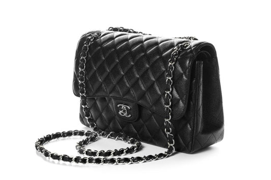 Мини-сумка Chanel из черной икорной кожи