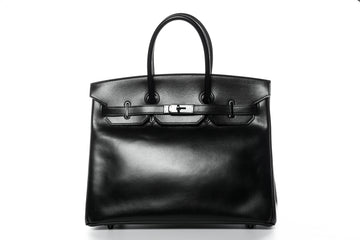 Сумка Hermes Birkin 35 So черная кожаная квадратная N Stamp