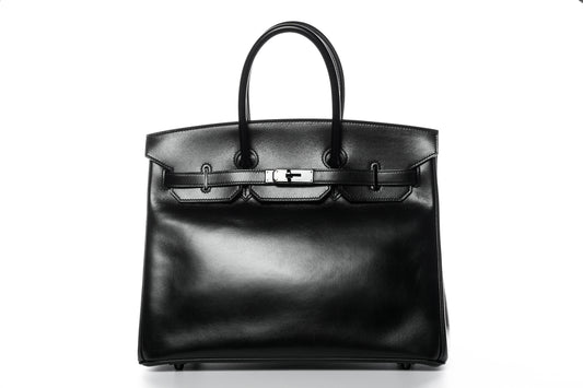 Сумка Hermes Birkin 35 So черная кожаная квадратная N Stamp