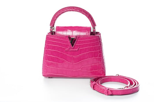 Louis Vuitton Crocodile Mini Capucines Rose Peony