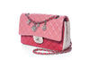Сумка Chanel Multi-Pink из стеганой кожи ягненка, классическая, с одним клапаном, с подвеской, серебряная фурнитура, средний размер, 2014 г.