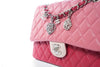 Сумка Chanel Multi-Pink из стеганой кожи ягненка, классическая, с одним клапаном, с подвеской, серебряная фурнитура, средний размер, 2014 г.