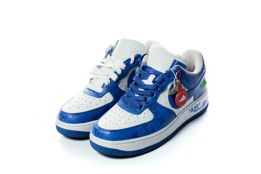 Louis Vuitton Nike Air Force 1 LowBy Virgil Abloh 白色皇家和蓝色
