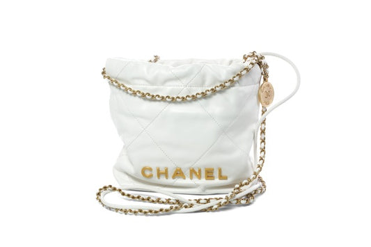 Chanel Mini 22 White leather Hobo Bag